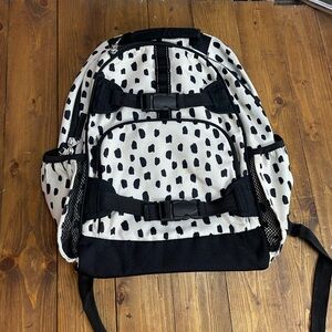 Pottery Barn Kids Mackenzie slathered back pack cream and black Dalmatian print